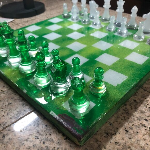 Resin Chess Set - Green Forest