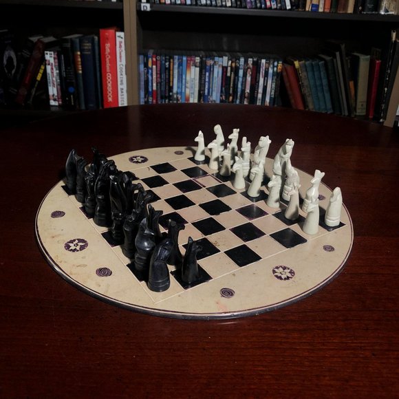 African Vintage Chess Set - Old Kenyan Chess Board