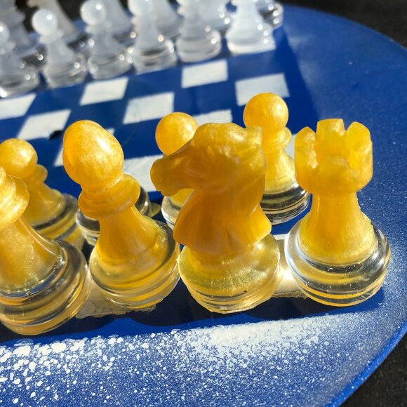 Vinyl Chess Set - Yellow and Blue