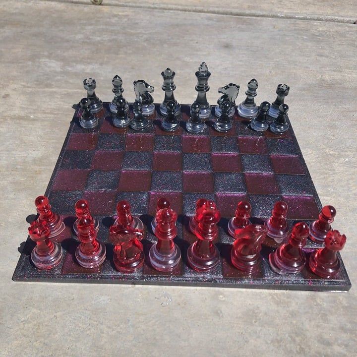 Handmade Resin Chess Set - Red Space