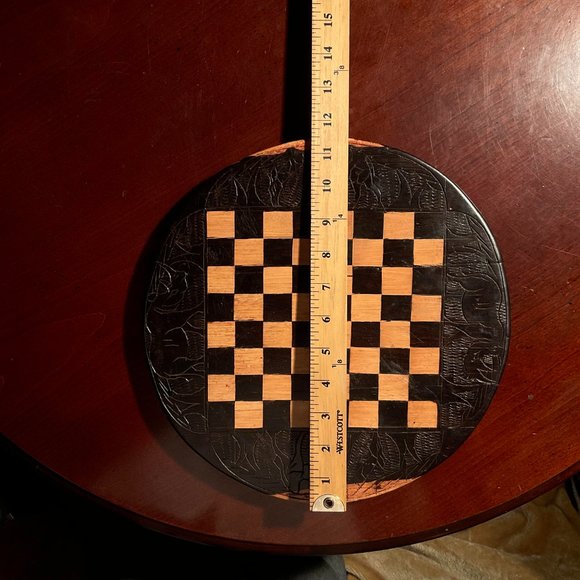 African Wood Carved Chess Board. Ebony Wood