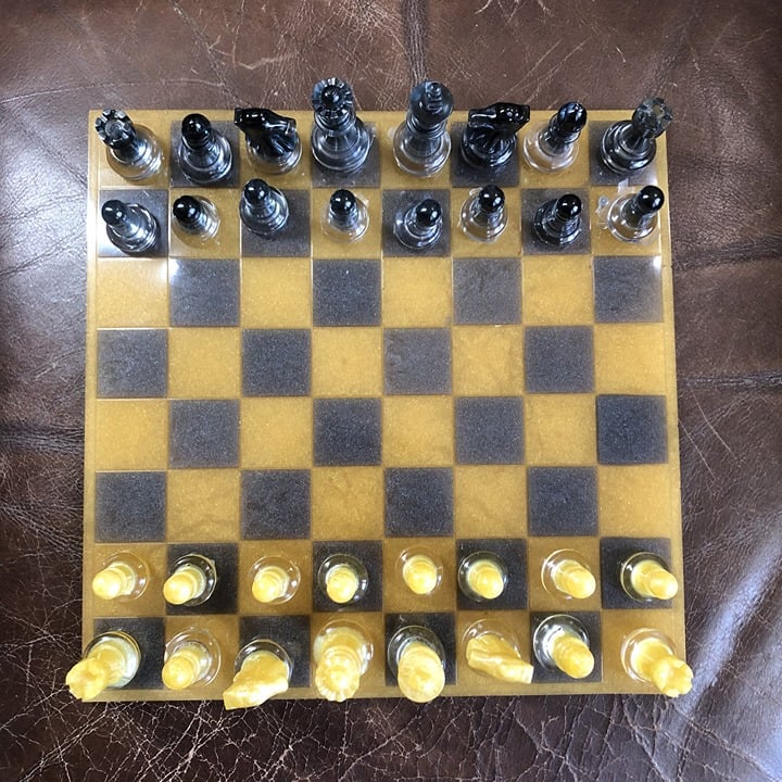 Handmade Resin Chess Set - Gold/Black