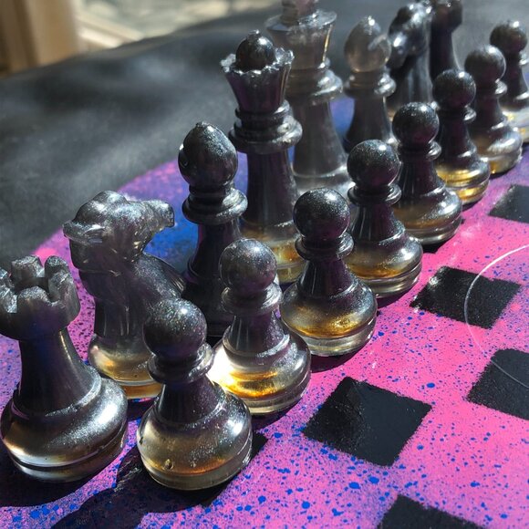 Vinyl Chess Set - Galaxy Purple