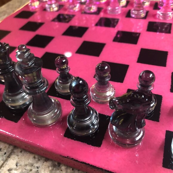 Resin Chess Set - Hot Pink