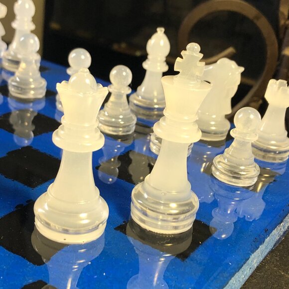 Resin Chess Set - Blue and Black