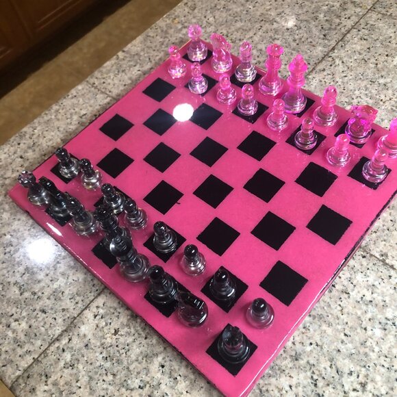 Resin Chess Set - Hot Pink