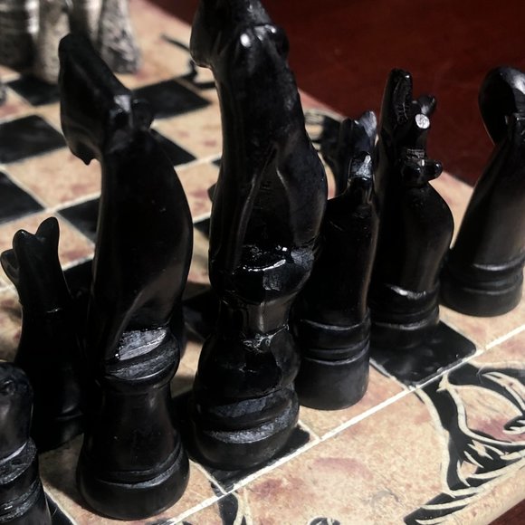 African Vintage Chess Set - Kenyan Old Chess Board