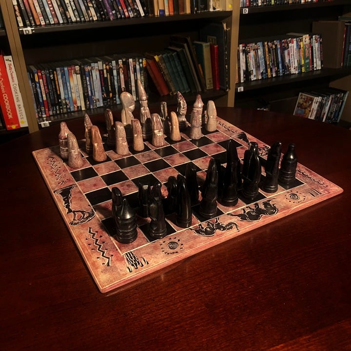 African Vintage Chess Set - Large Royal Chess Board