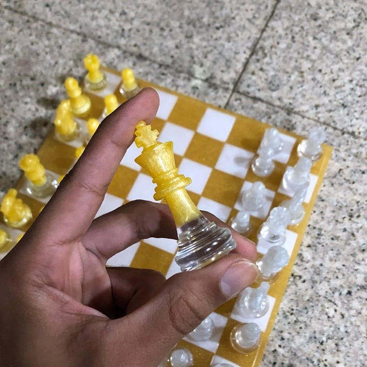 Handmade Resin Chess Set - Gold and Yellow