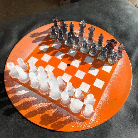 Vinyl Chess Set - Spotted Orange