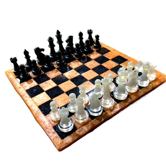 Handmade Resin Chess Set - Orange/Black