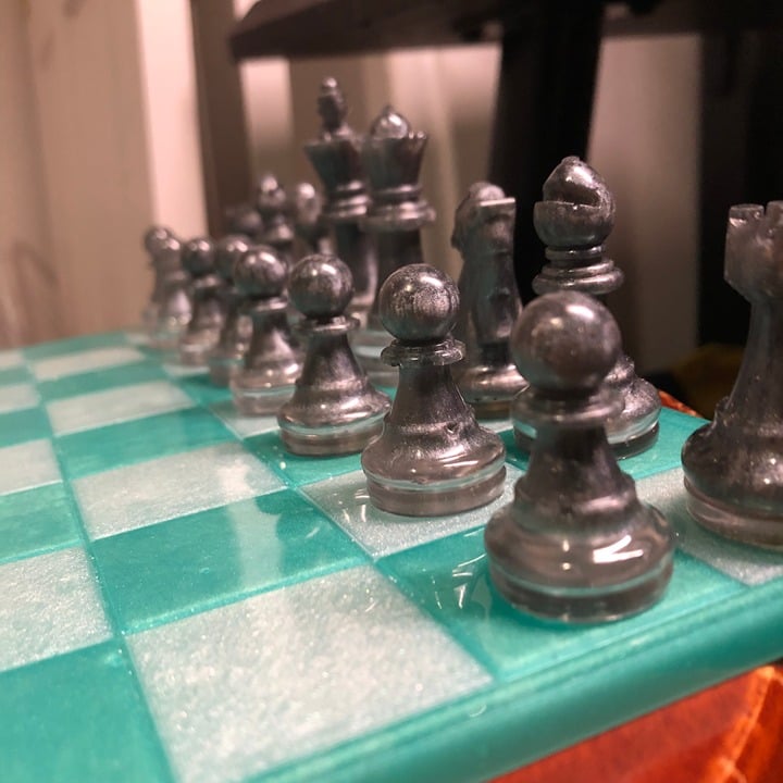 Handmade Resin Chess Set - Aqua Green