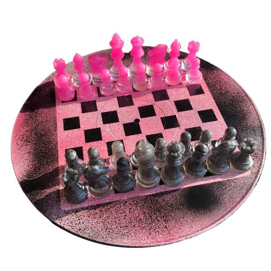 Vinyl Chess Set - Pink and Black