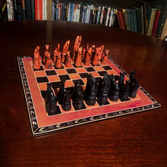 African Vintage Chess Set - Fancy Kenyan Chess Board