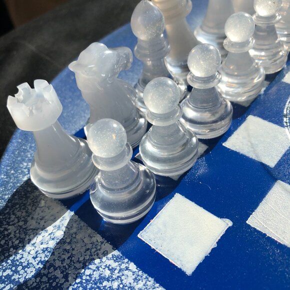 Vinyl Chess Set - Yellow and Blue