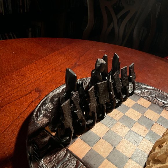 African Vintage Chess Set - Ancient Style Chess Board