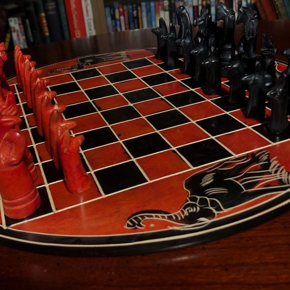 African Vintage Chess Set - Orange Chess Board