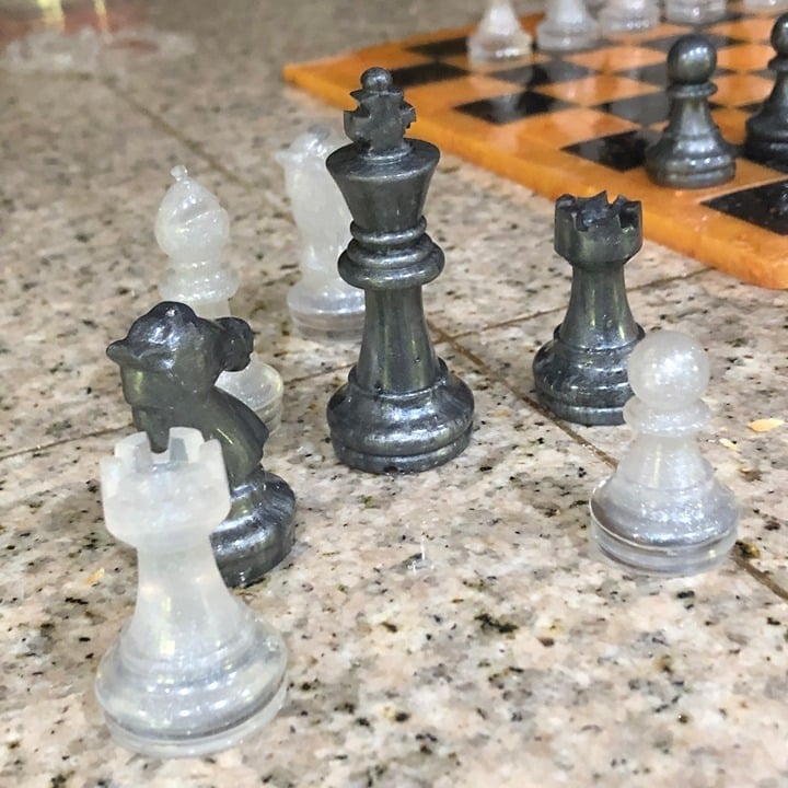 Handmade Resin Chess Set - Orange/Black