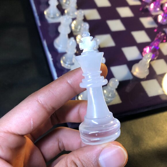 Resin Chess Set - Purple and White