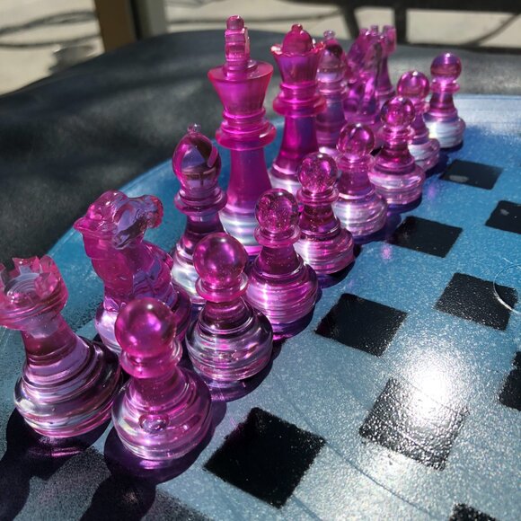 Vinyl Chess Set - Blue Mist