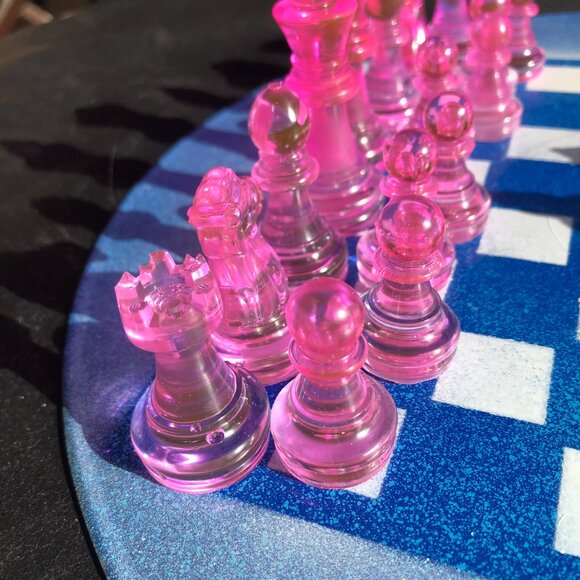 Vinyl Chess Set - Blue and Pink