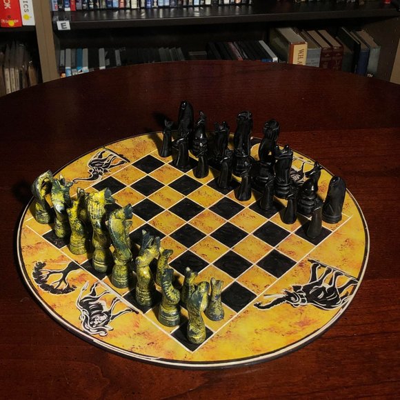 African Vintage Chess Set - Yellow Chess Board