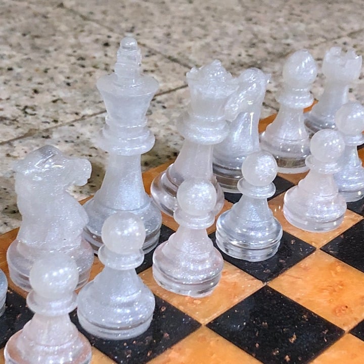 Handmade Resin Chess Set - Orange/Black