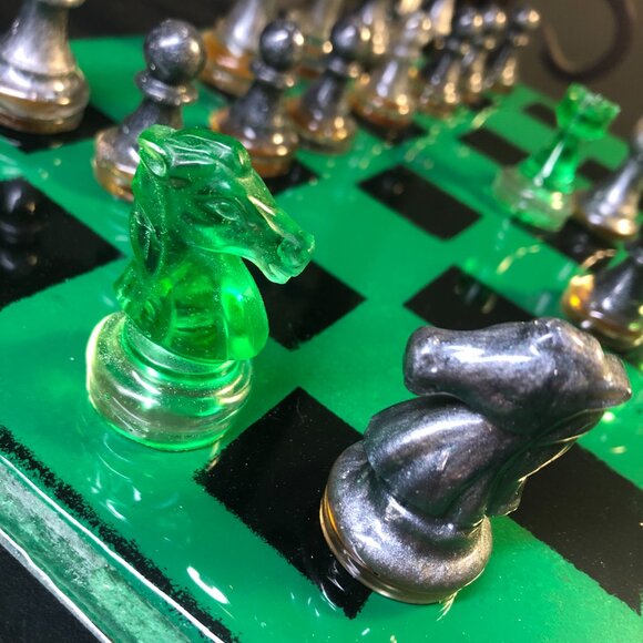 Resin Chess Set - Green and Black