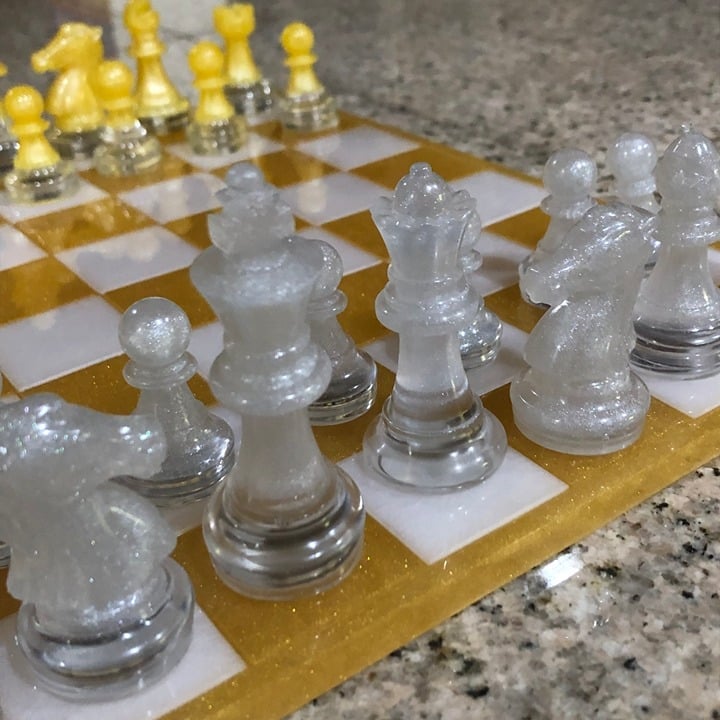 Handmade Resin Chess Set - Gold and Yellow