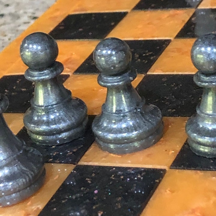 Handmade Resin Chess Set - Orange/Black