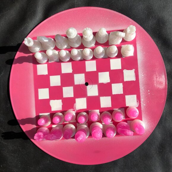 Vinyl Chess Set - Pink and White