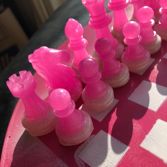 Vinyl Chess Set - Pink and White