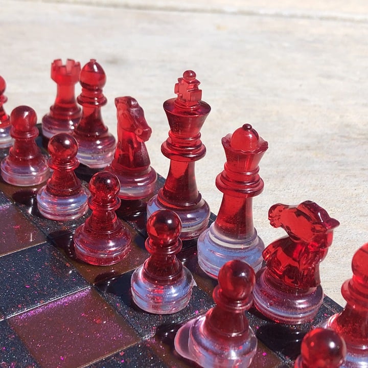 Handmade Resin Chess Set - Red Space