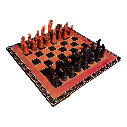 African Vintage Chess Set - Fancy Kenyan Chess Board