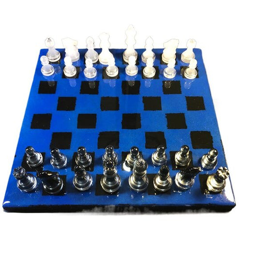 Resin Chess Set - Blue and Black