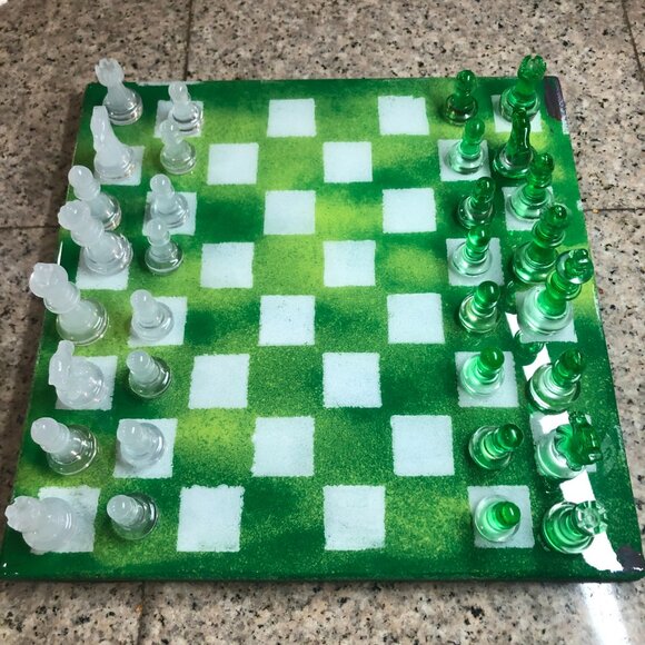 Resin Chess Set - Green Forest