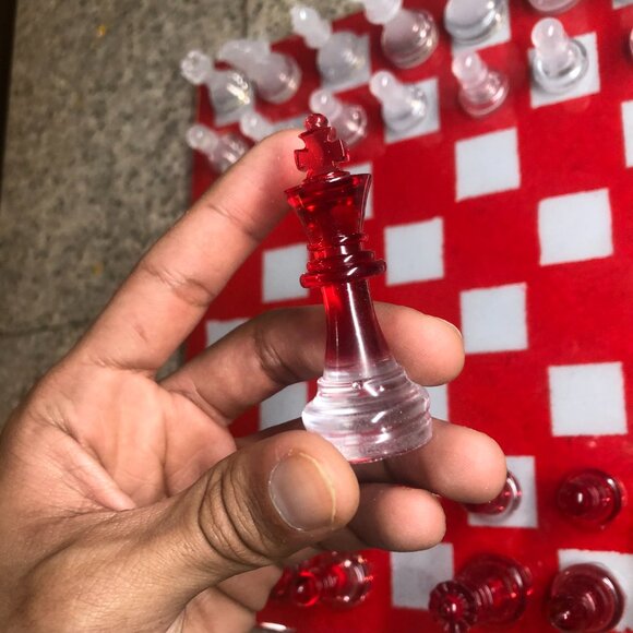 Resin Chess Set - Red and White Cherry