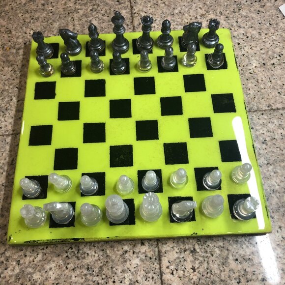 Resin Chess Set - Lime Green