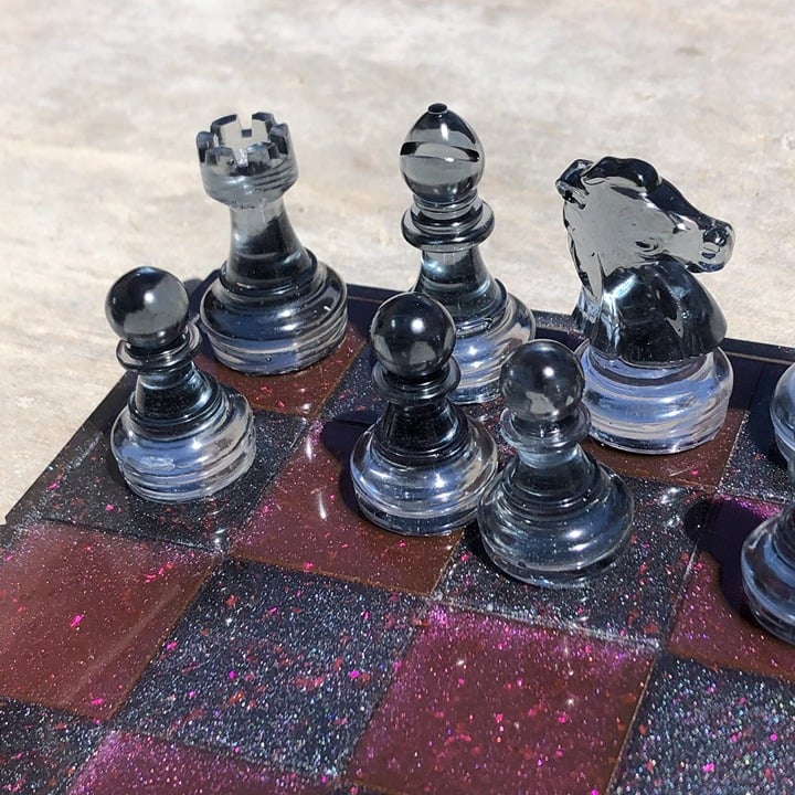 Handmade Resin Chess Set - Red Space