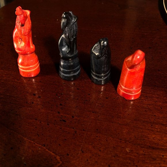 African Vintage Chess Set - Orange Chess Board