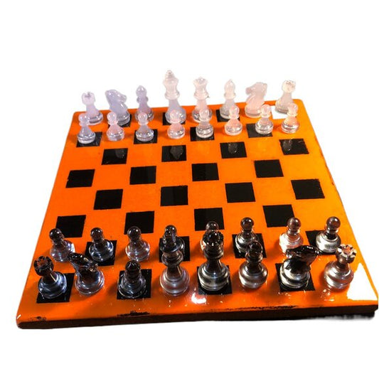 Resin Chess Set - Orange and Black