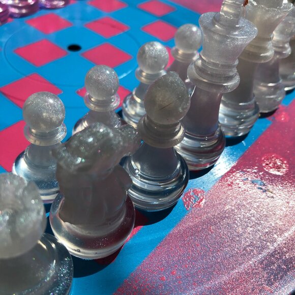 Vinyl Chess Set - Pink and Blue