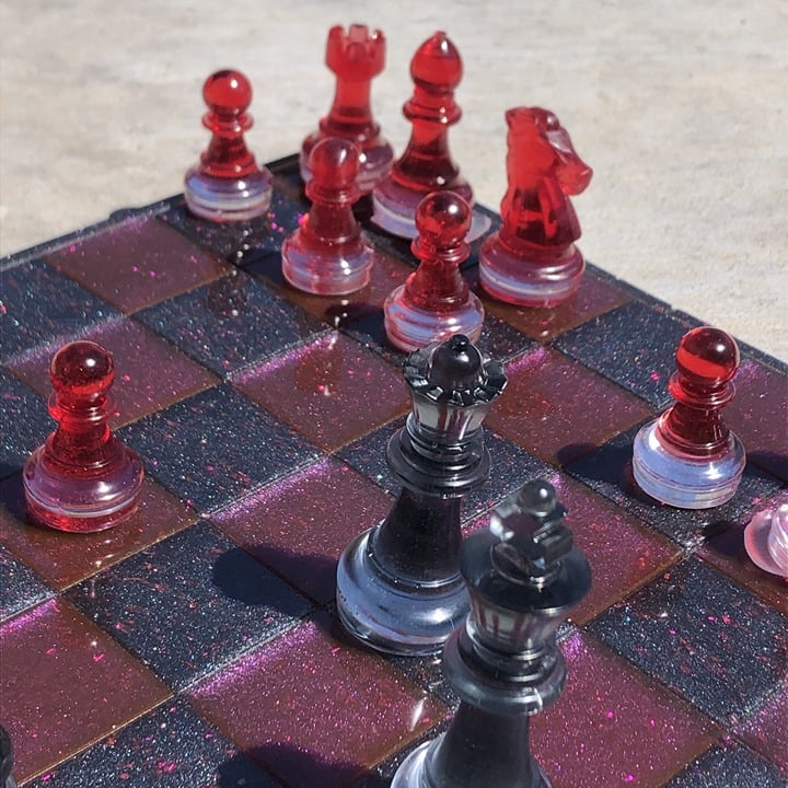 Handmade Resin Chess Set - Red Space