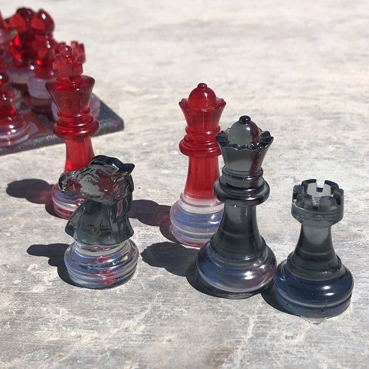 Handmade Resin Chess Set - Red Space