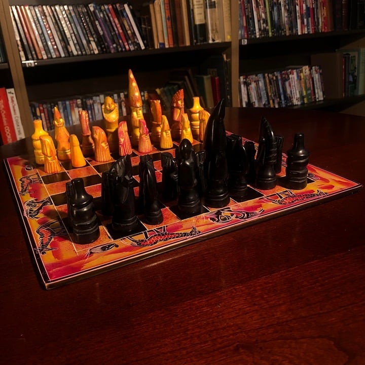 African Vintage Chess Set - Large Kenyan Chess Board