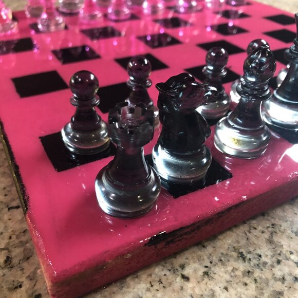 Resin Chess Set - Hot Pink