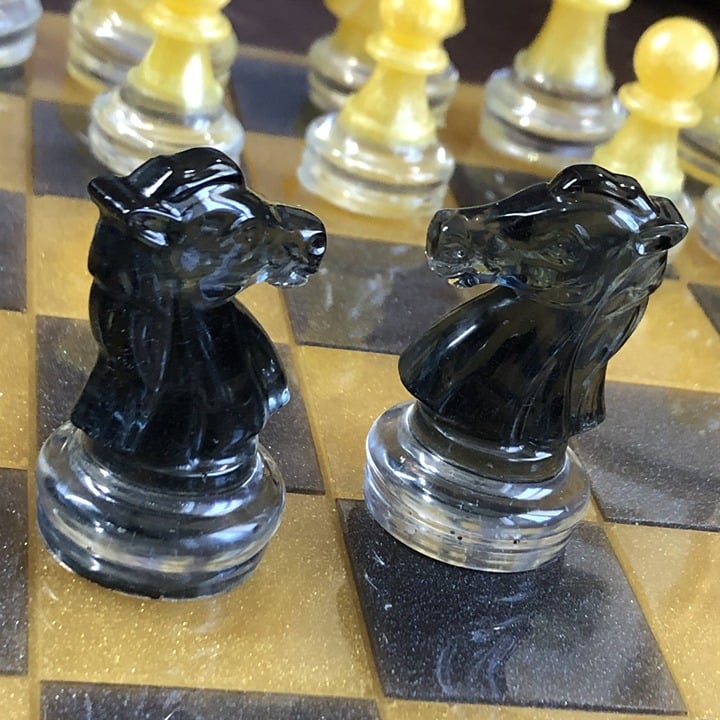 Handmade Resin Chess Set - Gold/Black