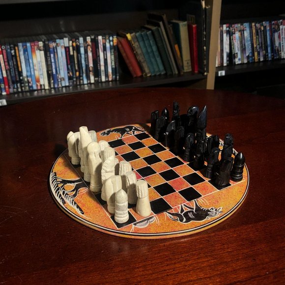 African Vintage Chess Set - Orange Chess Board