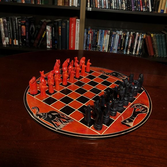 African Vintage Chess Set - Orange Chess Board