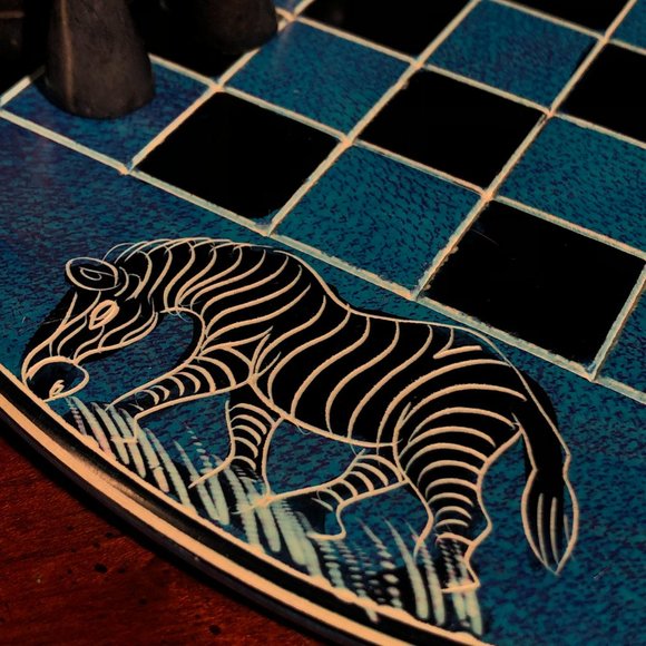 African Vintage Chess Set - Blue Rhino Chess Board